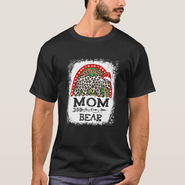 Mamma Bear Leopard jul Rainbow Pajama Matching T Shirt (Framsida)