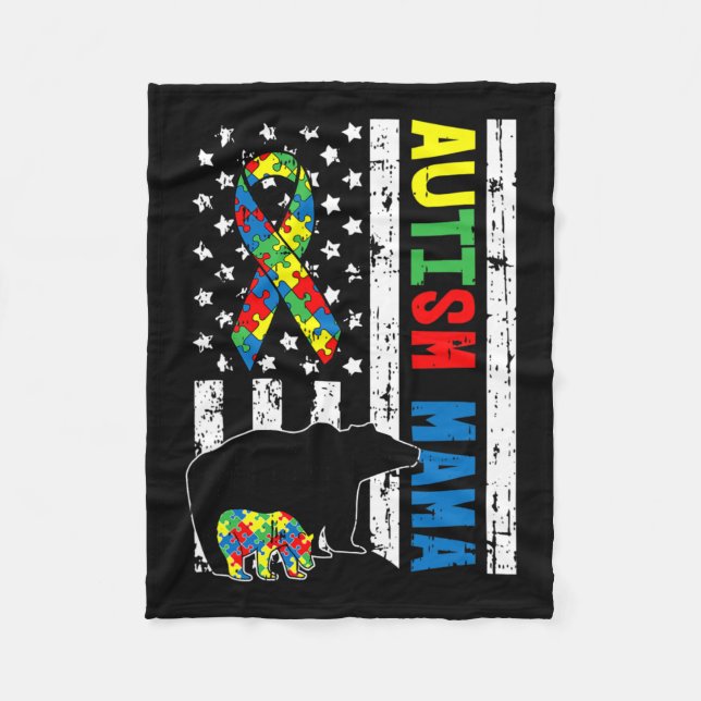 Mamma Bear Matching Family Autism Awareness Gifts  Fleecefilt (Framsidan)