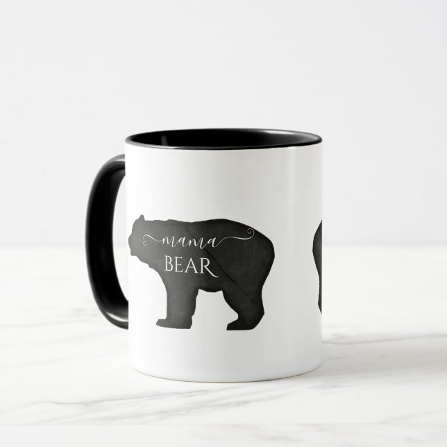 Mamma Bear Mors dag Black n White Rustie Modern Mugg (Framsida vänster)