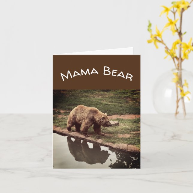Mamma Bear-Mors dag-hälsningskort Kort (Gul blomma)