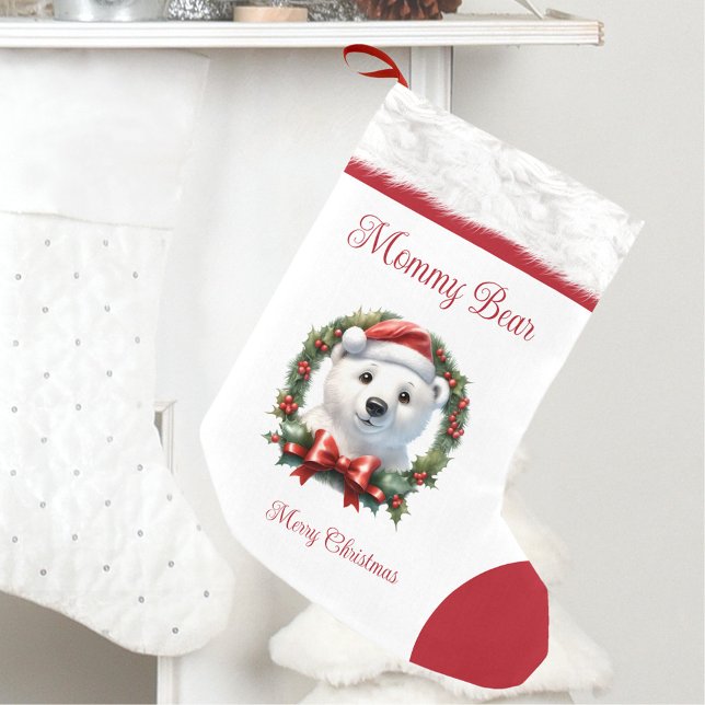 Mamma Bear Namn-familjen matchar julklapp Liten Julstrumpa (Mommy Bear Name Family Matching Christmas Stocking)