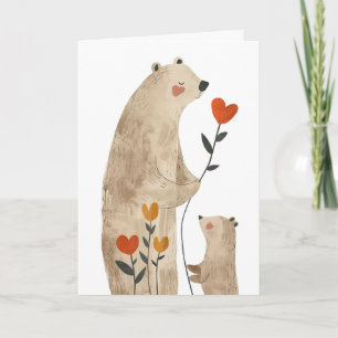 Mamma Bear och Unge med Photo Mors dag Kort