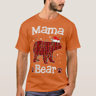 Mamma Bear Pajama Red Buffalo Julafton Funny Famil T Shirt