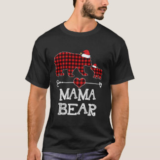 Mamma Bear Pajama Red Play Buffalo Family Gift för T Shirt
