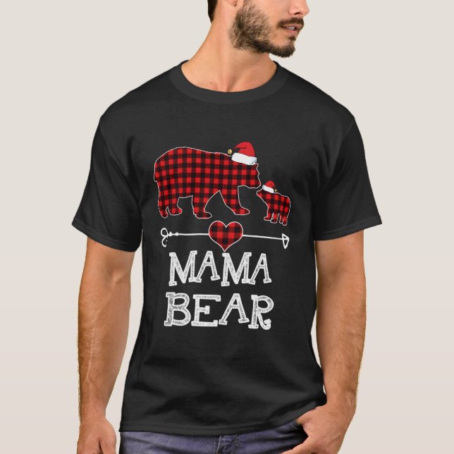 Mamma Bear Pajama Red Play Buffalo Family Gift för T Shirt (Framsida)