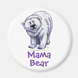 Mamma Bear Polar Bear Round Magnet