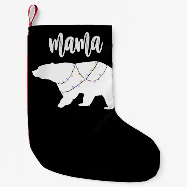 Mamma Bear Polar Bear String of Ljus jul Liten Julstrumpa (Framsidan)
