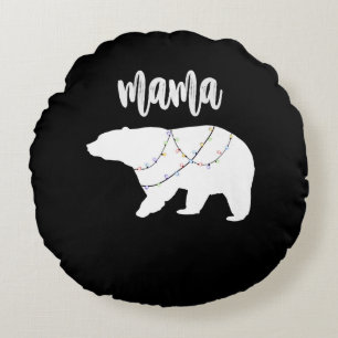Mamma Bear Polar Bear String of Ljus jul Rund Kudde