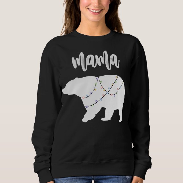 Mamma Bear Polar Bear String of Ljus jul T Shirt (Framsida)