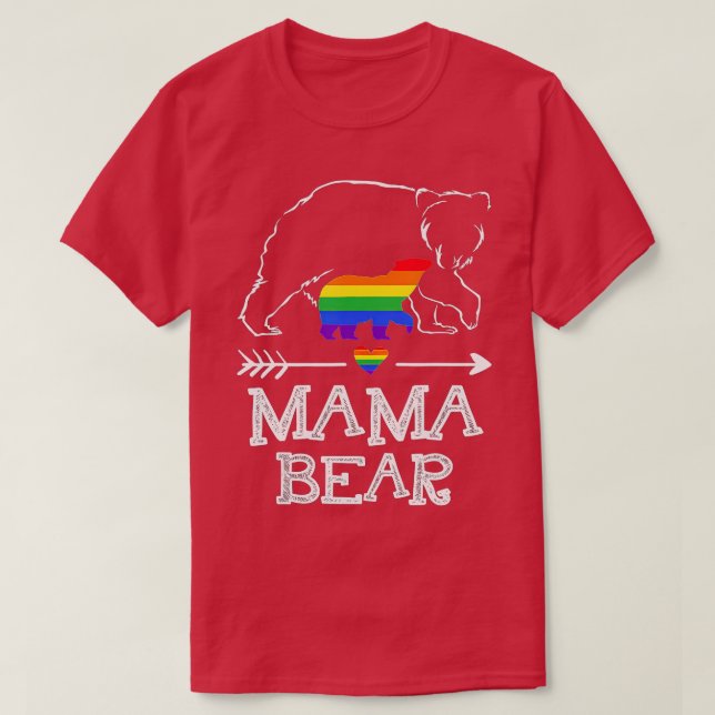 Mamma Bear Proud Mamma Rainbow Flagga LGBT Pride T Shirt (Design framsida)
