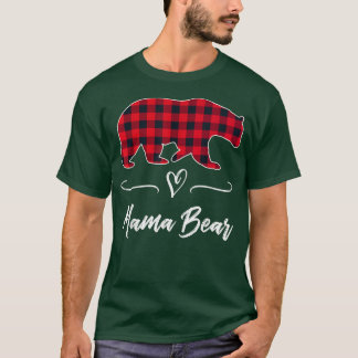 Mamma Bear Red Buffalo Check Play Heart Roligt Mam T Shirt