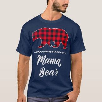 Mamma Bear Red Buffalo Check Pput Blommigt Roligt T Shirt
