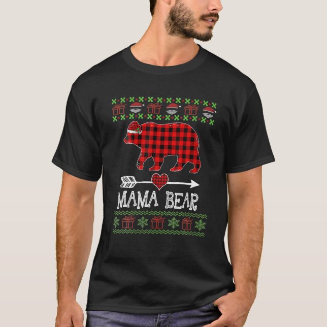 Mamma Bear Santa Red Play Family Pajamas för Chris T Shirt (Framsida)