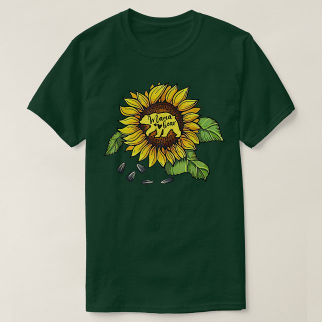 Mamma Bear Solros Funny Mors dag Mamma mamma T Shirt (Design framsida)
