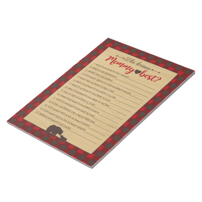 Mamma Bear som känner Mamma Best Baby-spel - 40-pa Anteckningsblock (Vinklad)