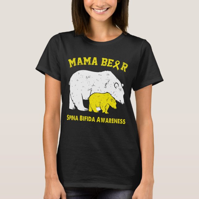 Mamma Bear SPINA BIFIDA Awareness T Shirt (Framsida)