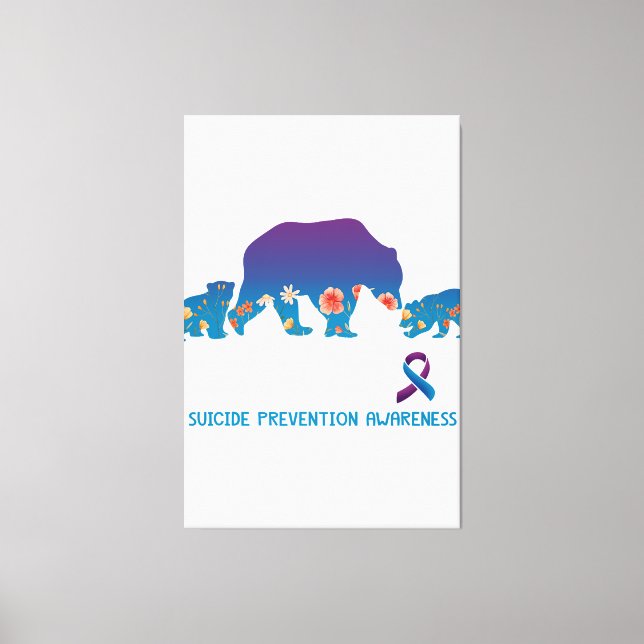 Mamma Bear Suicide Prevention Awareness Bear T-Shi Canvastryck (Framsida)