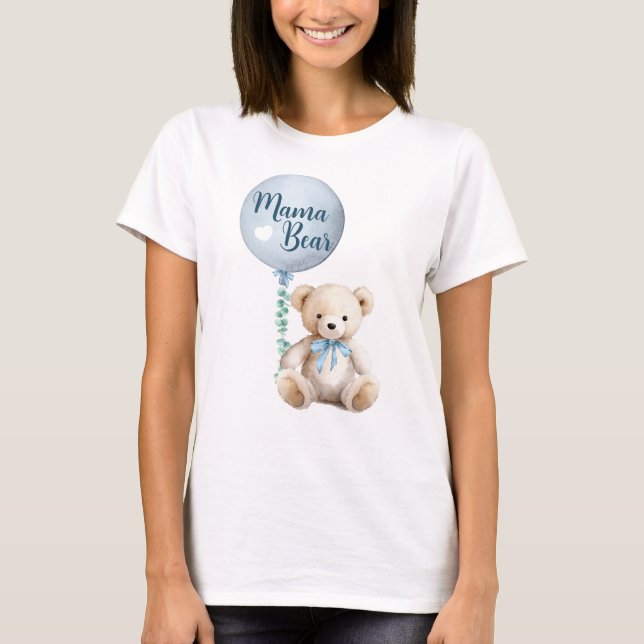 Mamma Bear Teddy Baby Shower T-Shirt (Framsida)