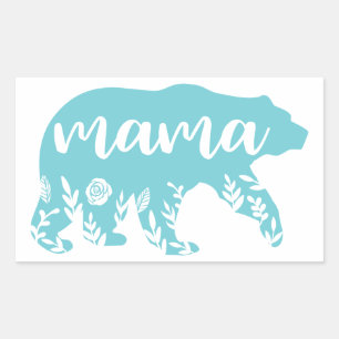 Mamma Bear Turcos Flowers Rektangulärt Klistermärke