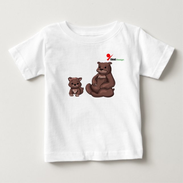Mamma Bear & Unge Baby T-Shirt (Framsida)