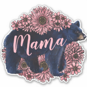 Mamma Bear Vild Black Bear Sticker Klistermärken