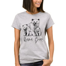 Mamma Bear with Two Unge Sketch Art T-Shirt