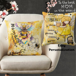 Mamma Bee-Mamma Little Blessing-Children's Namn Kudde
