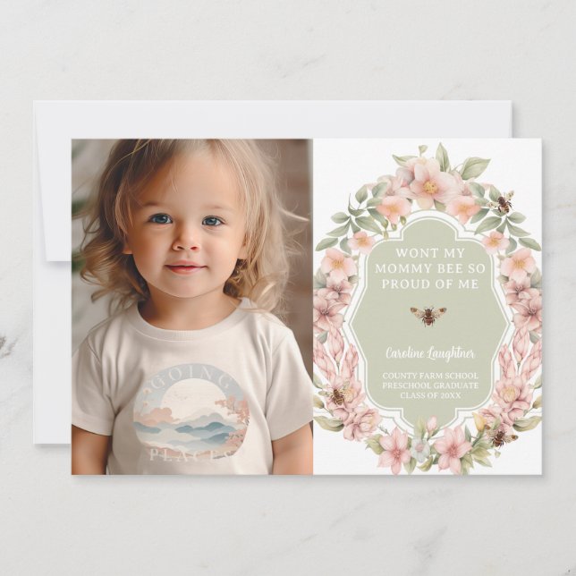 Mamma Bee Proud Preschool Studenten-meddelande Inbjudningar (Framsida)