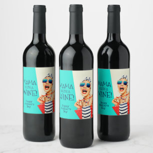 Mamma behöver en Vin Lycklig Mors dag Vinflaska Etikett