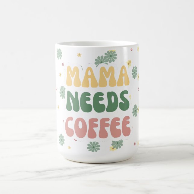 MAMMA Behöver Kaffe Blommig Retro Kaffemugg (Center)