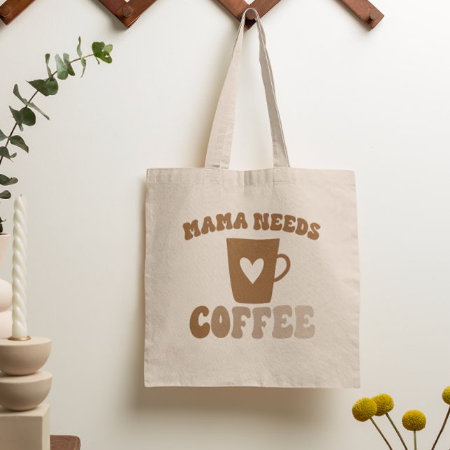 Mamma behöver kaffe Brown Retro Mors dag Tygkasse (Skapare uppladdad)
