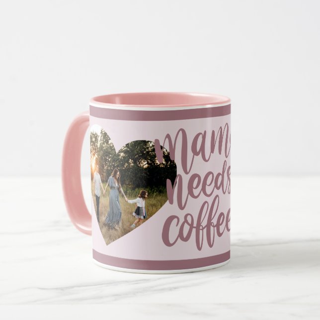 Mamma Behöver Kaffe Glad Mors Dag Multi Foto Mugg (Framsida vänster)