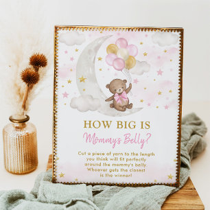 Mamma Belly Game Girl Nalle Balloons Sign Poster