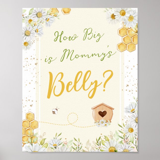Mamma Belly Guessing Game Bumblebee Baby Shower Poster (Framsidan)