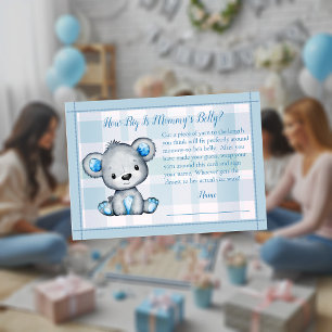 Mamma Belly Storlek Cute Bear Boy Shower Game Tilläggskort