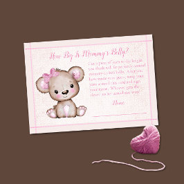 Mamma Belly Storlek Cute Girl Bear Baby Shower Gam Tilläggskort