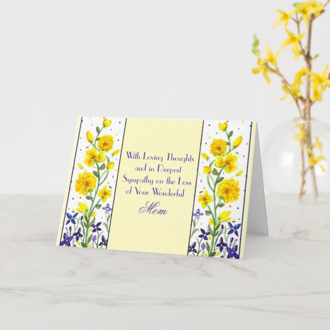 Mamma Bereavement Gula blommor Sympathy Card Kort (Gul blomma)