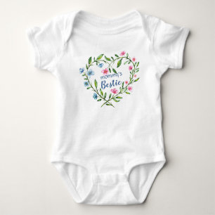 Mamma Bestie - Rosa och Blue Blommigt Heart T Shirt