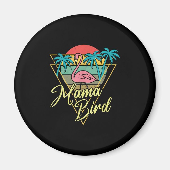Mamma Bird Flamingo Sunset Handflatan Träd Beach 8 Magnet (Framsidan)