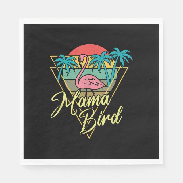 Mamma Bird Flamingo Sunset Handflatan Träd Beach 8 Pappersservett (Framsidan)