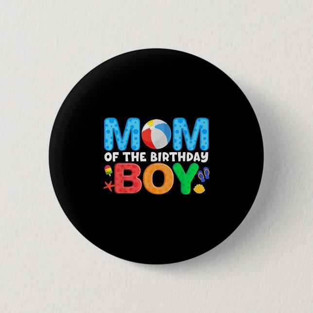 Mamma Birthday Boy Kids Beach Boll Temapartyet Bas Knapp (Framsida)