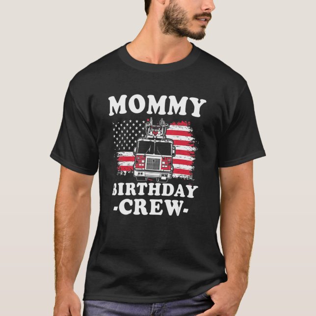 Mamma Birthday Crew Fireman American Flagga Thin R T Shirt (Framsida)
