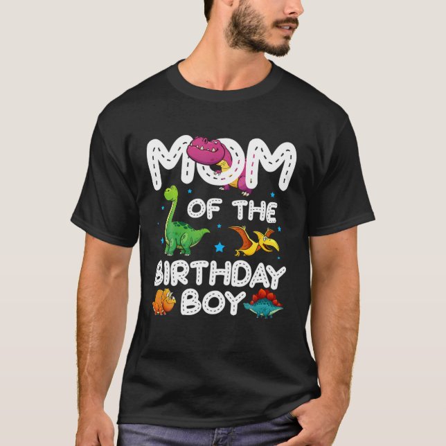 Mamma Birthday Crew Mor Dinosaur Födelsedagsfest B T Shirt (Framsida)