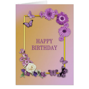 Mamma Birthday Flowers and Butterflies Hälsningskort