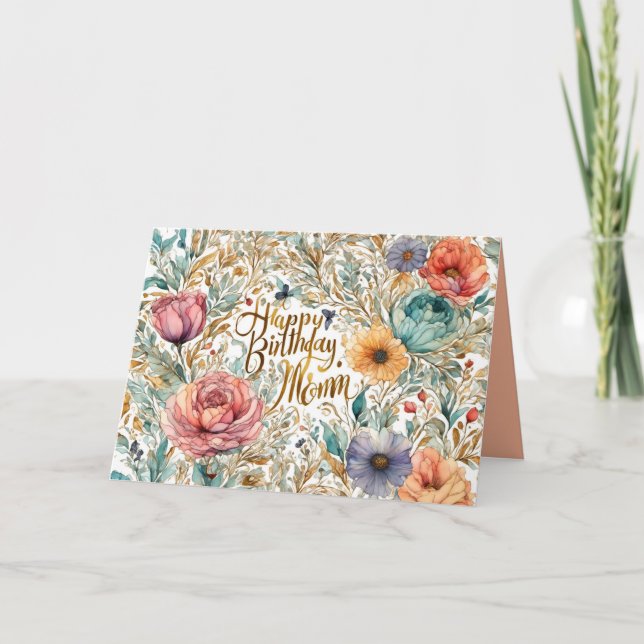 Mamma Birthday Flowers Card Tack Kort (Framsida)