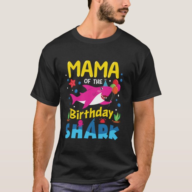 Mamma Birthday Kids Shark Mamma Party Matching Fam T Shirt (Framsida)