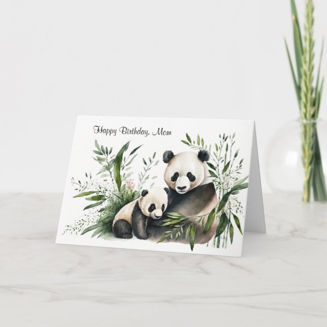 Mamma Birthday Panda Bear With Unge Kort (Framsida)