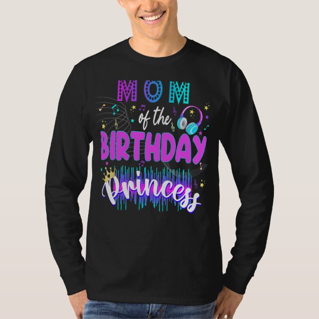 Mamma Birthday Rockstar Theme Music Party Karaoke  T Shirt (Framsida)