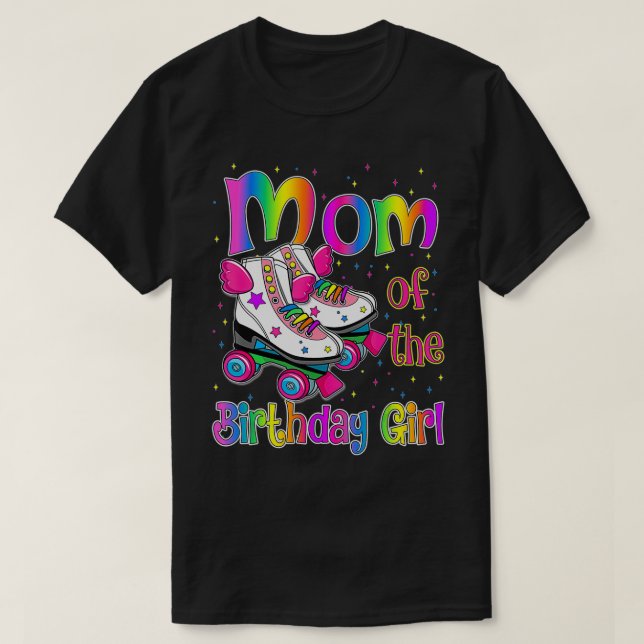 Mamma Birthday Rolling Skate Birthday-familjen Par T Shirt (Design framsida)