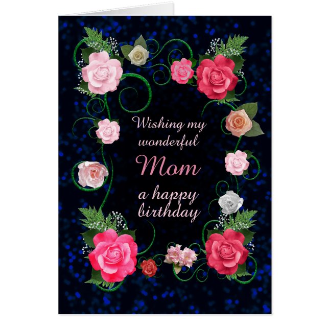 Mamma Birthday vackra Ro Hälsningskort (Framsidan)